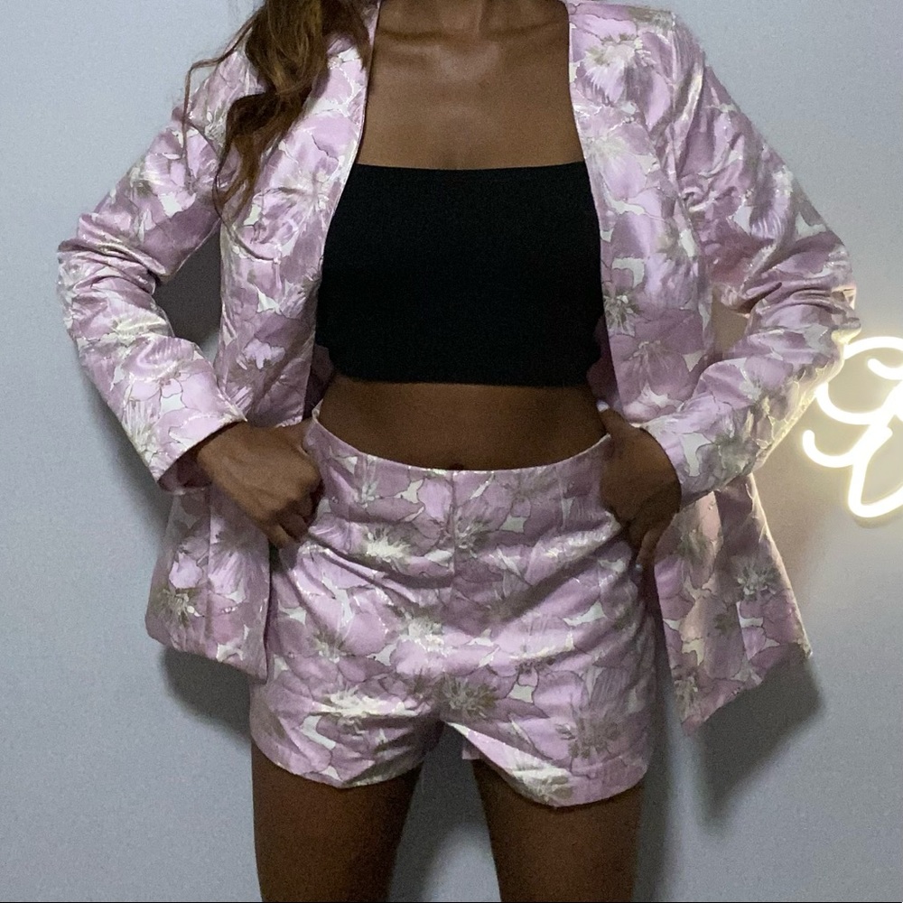 Pink Jacquard Short Suit